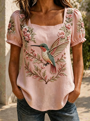 Women's floral print short-sleeved T-shirt