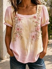 Women's floral print short-sleeved T-shirt