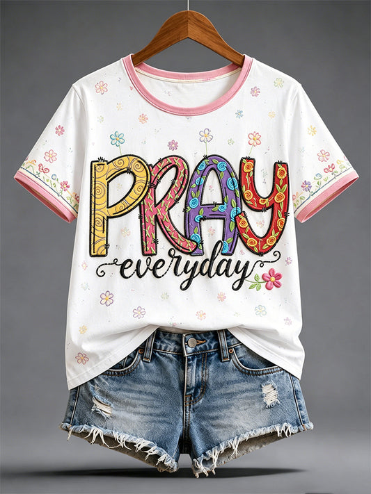 Women's Christian Jesus Print Casual Tee