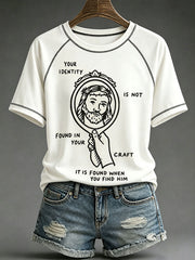Women's Funny Christ Print Casual T-shirt