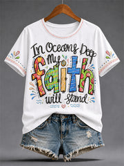 Women's Christian Jesus Print Casual Tee