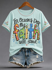 Women's Christian Jesus Print Casual Tee