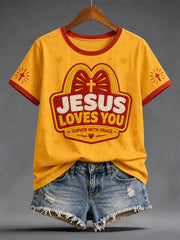 Women's Funny Christian Jesus Print Casual Tee