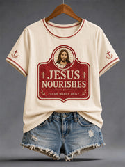 Women's Funny Christian Jesus Print Casual Tee