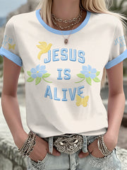 Women's JESUS IS ALIVE Printed T-shirt