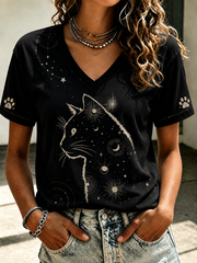 Women's Cat Lover Stylish Design short-sleeved T-shirt