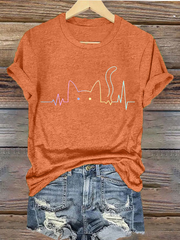 Women's Cat Lover Stylish Design Iron On Short Sleeve T-Shirt