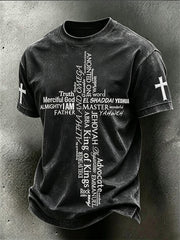 Men's Faith Pattern Printed Leisure Round Neck Short Sleeve T-shirt