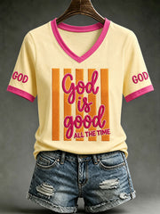 Women's Christian god is good All The Time Printed Short Sleeve T-shirt