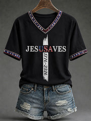 Women's 'Jesus Saves' Printed Casual T-Shirt