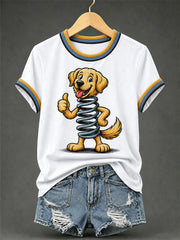 Women's Funny Dog Print Casual Tee