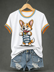 Women's Funny Dog Print Casual Tee