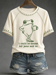Women's 'I Could Be Meaner But Jesus Said No' Printed Casual T-Shirt