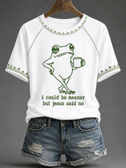 Women's 'I Could Be Meaner But Jesus Said No' Printed Casual T-Shirt