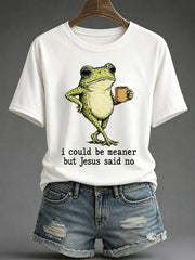 Women's 'I Could Be Meaner But Jesus Said No' Printed Casual T-Shirt