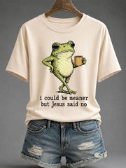 Women's 'I Could Be Meaner But Jesus Said No' Printed Casual T-Shirt