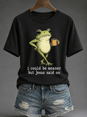 Women's 'I Could Be Meaner But Jesus Said No' Printed Casual T-Shirt