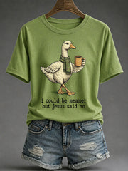 Women's 'I Could Be Meaner But Jesus Said No' Printed Casual T-Shirt