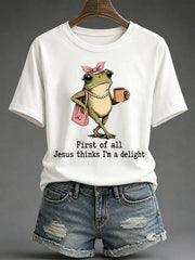 Women's 'Jesus Thinks I'm A Delight' Printed Casual T-Shirt