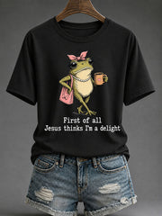 Women's 'Jesus Thinks I'm A Delight' Printed Casual T-Shirt