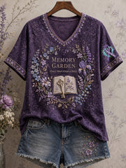 Women's Alzheimer's Awareness Floral Art Printed T-shirt