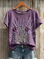 Women's Classy Purple Awareness Floral Print Short-sleeved T-shirt
