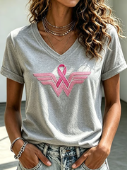 Women's Breast Cancer Ribbon Print short-sleeved T-shirt