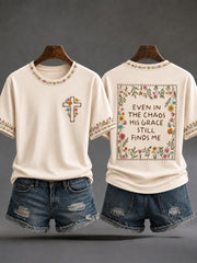 Women's Christian Even In The Chaos His Grace Still Finds Me Cross Short-sleeved T-shirt