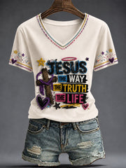 Women's Faith Printed V-neck T-shirt