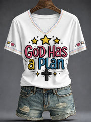 Women's Faith Printed V-neck T-shirt