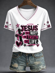 Women's Faith Printed V-neck T-shirt