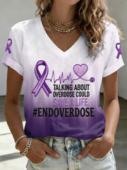 Women's Talking About Overdose Could Save A Life Print V-Neck Tee