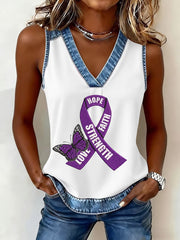 Women's Overdose Awareness Print V-Neck Vest