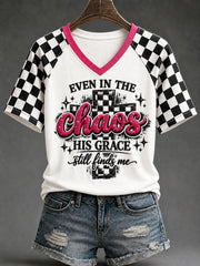 Women's "Even in the Chaos His Grace Finds Me" Casual T-shirt