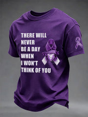 Men's Overdose Awareness Purple Ribbon Print T-shirt