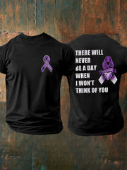 Men's Overdose Awareness Purple Ribbon Print T-shirt
