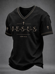 Men's Christian John 14:6 Jesus The Way The Truth The Life Cross Short Sleeve T-shirt