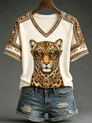 Women’s Fun Leopard V-Neck T-Shirts