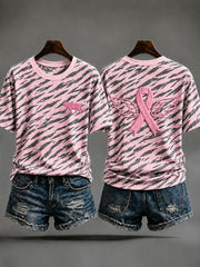 Women's Animal Print Breast Cancer Prevention T-shirt