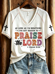 Women's Praise the Lord & Cross Colorful Print short-sleeved T-shirt
