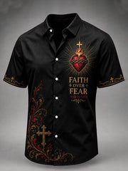 Men's Christian Faith Over Fear Cross Short Sleeve Shirt
