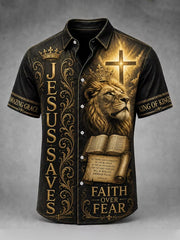 Men's Christian JESUS SAVES Cross Short Sleeve Shirt