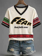 Women's Christian Fear God Faith Over Fear Short Sleeve T-shirt