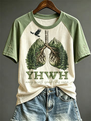 Women's YHWH Every Breath Speaks His Name Lungs Landscape Print short sleeve T-shirt