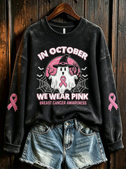 Women's breast cancer theme pattern printed casual sweatshirt
