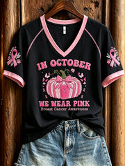 Women's breast cancer theme pattern printed casual short-sleeve T-shirt