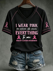 Women's I Wear Pink For Someone Who Means Everything V-neck T-shirt