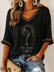 Women's Virgin Mary Catholic Faith Casual T-shirt
