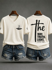Women's Jesus The Way The Truth The Life Print Casual Tee
