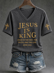 Women's Jesus The Way The Truth The Life Print Casual Tee